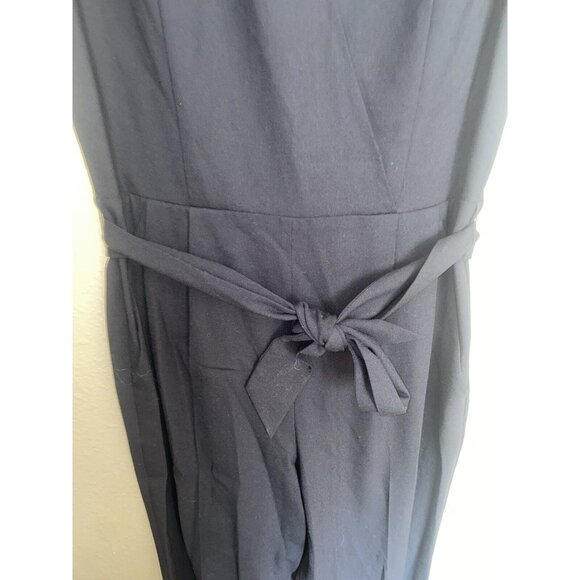 Theory Wool Blend Sleeveless Jumpsuit Black Size 6 Wrap Front Zipper - Picture 4 of 10